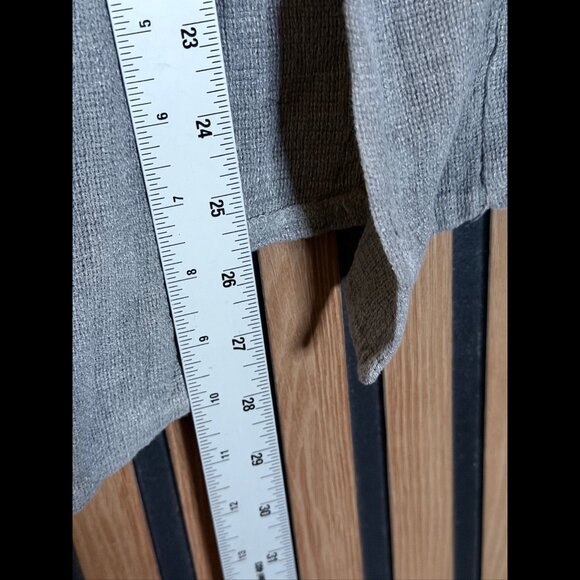 Meo Meli Cardigan OS Womens Gray Open Front Cropped Linen Cotton Woven Knit - Picture 4 of 7